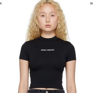 Heron Preston Black Cropped Logo Tee